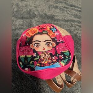 Mexican Artist Frida Kahlo Backpack Animated Female Floral Multicolor